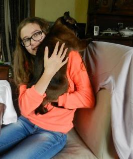 Emeline and our cat Puss Puss
